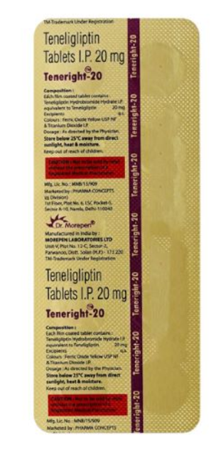 항당뇨제   테넬리글립틴(Teneligliptin)  Teneright 20mg  100정